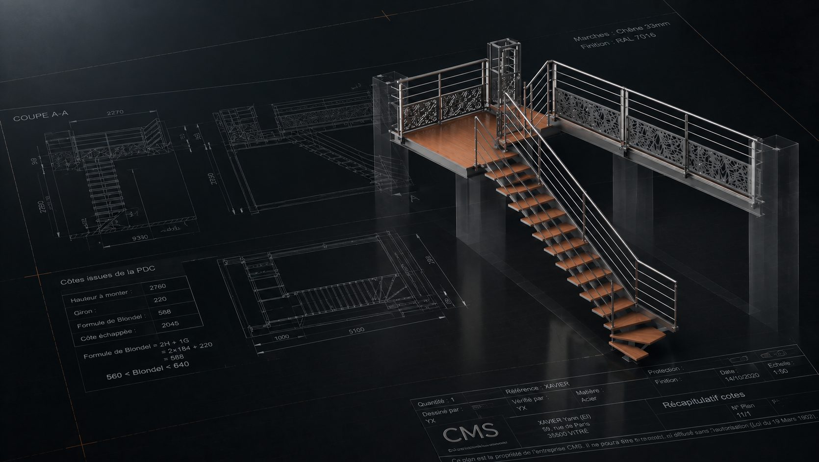 Escalier métallique conçu par Concept Méca Services