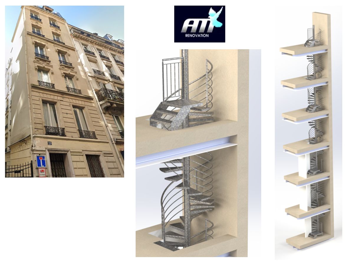 Réalisation pour AM Rénovation : escalier hélicoïdal